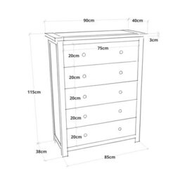 Cabinet Bits Maggiori 5 Drawer Chest Of Drawers Wood Knob - thumbnail 8