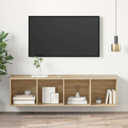 Berkfield Practical Wall-Mounted Tv Cabinet Sonoma Oak 37X37X142.5 Cm Engineered Wood - thumbnail 2