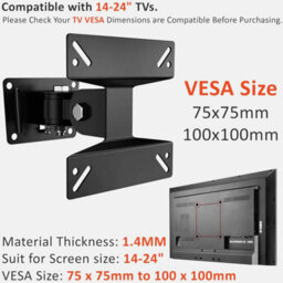 ATEK Tv Wall Mount Bracket 14 To 26 Inch, Tilt And Swivel Tv Mount, Vesa Compatible Space-Saving Bracket For Lcd And Led Screens - thumbnail 5