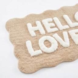 Allure Bath Fashions Hello Lovely Slogan Scalloped Bath Mat Non Slip Bathroom Rug (Beige/white) - thumbnail 4