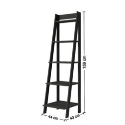 Mercers Furniture Corona Charcoal Ladder Bookcase Open Leaning Shelving Display Unit Solid Wood Mexican Pine Dark Grey - thumbnail 2