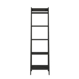 Mercers Furniture Corona Charcoal Ladder Bookcase Open Leaning Shelving Display Unit Solid Wood Mexican Pine Dark Grey - thumbnail 4