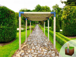 Edecks Modblox Trellis Top Walkway Wooden Garden Pergola (1800mm X 3700mm) With Concrete In Posts (2.7M) - thumbnail 1