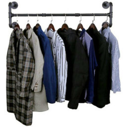 105Cm Industrial Pipe Wall Mounted Clothes Rail Hanging Display - thumbnail 5