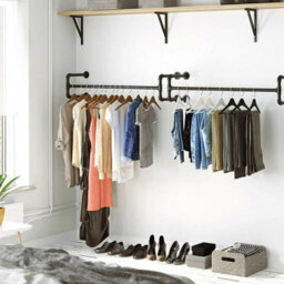 105Cm Industrial Pipe Wall Mounted Clothes Rail Hanging Display - thumbnail 3