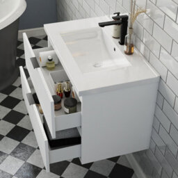 Probaty Bathrooms 790X460X520mm Mdf Wall Vanity Unit,white Concave-Convex Texture 2-Drawers,detachable,soft Close+Ceramic Basin - thumbnail 4