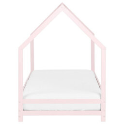 Beliani Kids Bed House Pine Wood Appy 90 X 200 Cm (Eu Single) Pastel Pink - thumbnail 4