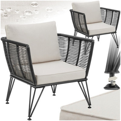 Tectake Garden Chair Sundo - Thick Seat Cushions, Removable Cushion Covers - Anthracite - Set Of 2 - image 1