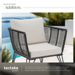 Tectake Garden Chair Sundo - Thick Seat Cushions, Removable Cushion Covers - Anthracite - Set Of 2 - thumbnail 4