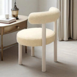 Cream Teddy Fabric Dressing Stool - thumbnail 4