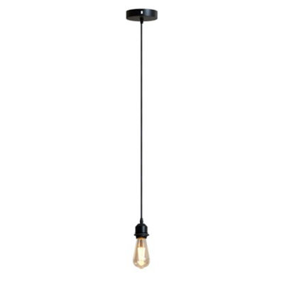 Ledsone Black Metal Ceiling Pendant Light With E27 Holder 95Cm Cable Adjustable Rose For Living Room Bedroom Kitchen - image 1