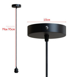 Ledsone Black Metal Ceiling Pendant Light With E27 Holder 95Cm Cable Adjustable Rose For Living Room Bedroom Kitchen - thumbnail 2