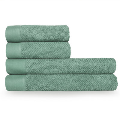 Furn. Textured 4 Piece Hand Towel/bath Sheet Bale, Cotton, Smoke Green - image 1