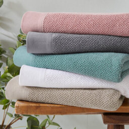 Furn. Textured 4 Piece Hand Towel/bath Sheet Bale, Cotton, Smoke Green - thumbnail 4