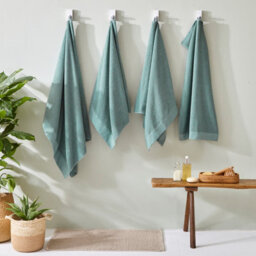 Furn. Textured 4 Piece Hand Towel/bath Sheet Bale, Cotton, Smoke Green - thumbnail 3