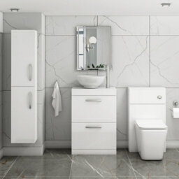 Royal Bathrooms 600mm Floor Standing Vanity Unit 2 Drawer Gloss White & Countertop Basin - Breeze - thumbnail 2