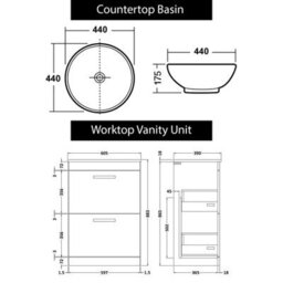 Royal Bathrooms 600mm Floor Standing Vanity Unit 2 Drawer Gloss White & Countertop Basin - Breeze - thumbnail 6
