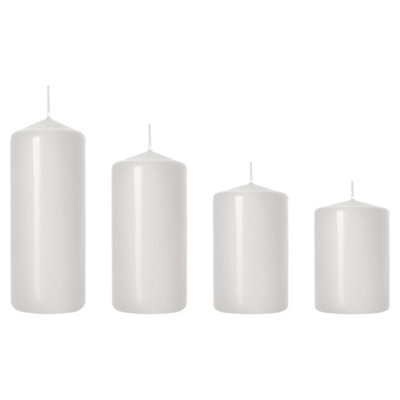 SolaDirect Set Of 4 Pillar Candles, Set Of 4 Votive Candles, Decorative Household Candles, Long Burning Time - Advent, Christmas (White) - image 1