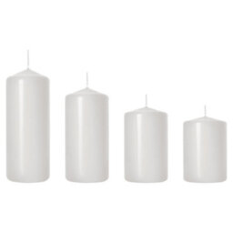 SolaDirect Set Of 4 Pillar Candles, Set Of 4 Votive Candles, Decorative Household Candles, Long Burning Time - Advent, Christmas (White)