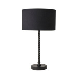 Valuelights Maeve Black Fabric Drum Lamp Shade Matte Black Bobbin Bobble Table Lamp And Bulb - thumbnail 2