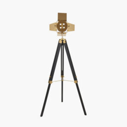 Pacific Lifestyle Living Room Corner Lamps Gold And Black Tripod Floor Lamp - thumbnail 4