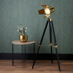 Pacific Lifestyle Living Room Corner Lamps Gold And Black Tripod Floor Lamp - thumbnail 1
