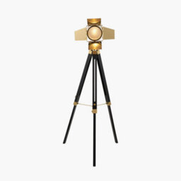 Pacific Lifestyle Living Room Corner Lamps Gold And Black Tripod Floor Lamp - thumbnail 2