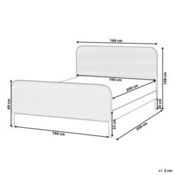 Beliani Bed Pine Wood Gonfaron 160 X 200 Cm (Eu King Size) Light Brown - thumbnail 3