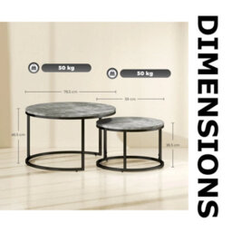 FURNOLD 2Pc Nesting Tables With Faux Marble Tabletop Living Room Furniture Cement Grey - thumbnail 8