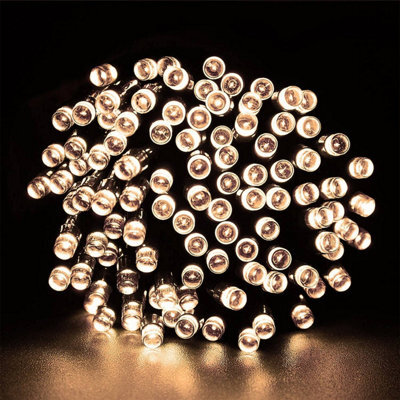 Coopers of Stortford 100 Solar String Lights Led Warm White - Solar-Powered, 8 Light Effects, Automatic On/off, Weather-Resistant, 11.9M, 100 Leds