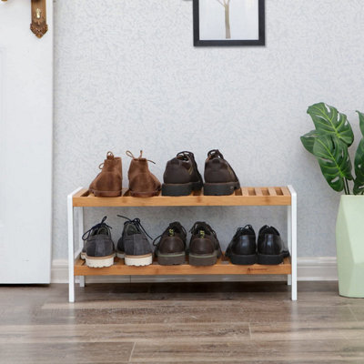 Songmics 2-Tier Shoe Rack Bamboo Shoe Organiser Storage Shelf Rack - image 1