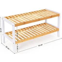 Songmics 2-Tier Shoe Rack Bamboo Shoe Organiser Storage Shelf Rack - thumbnail 7