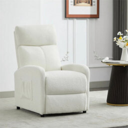 White-Soft Fabric Push Back Recliner Chair - thumbnail 1