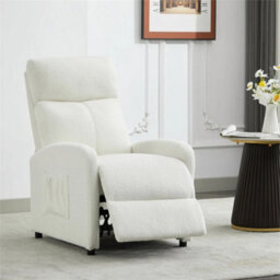 White-Soft Fabric Push Back Recliner Chair - thumbnail 3