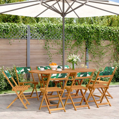 Berkfield Folding Garden Chairs 8 Pcs Green Fabric And Solid Wood - image 1