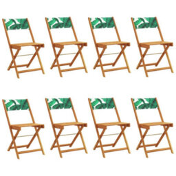 Berkfield Folding Garden Chairs 8 Pcs Green Fabric And Solid Wood - thumbnail 2