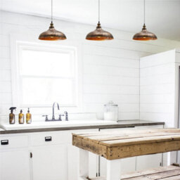 Vintage Country Barn Style Pendant Lamp Shade Brushed Copper Metal, Easy Fit No Wiring - thumbnail 3