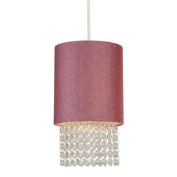 CGC Interiors Savannah - Cgc  Pink Glitter Easy Fit Lamp Shade With Acrylic Drops
