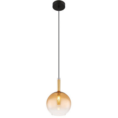 Luminosa Lighting Luminosa Lopusa Globe Slim Pendant Ceiling Light Matt Black Amber Glass Shade 1X G9 - image 1