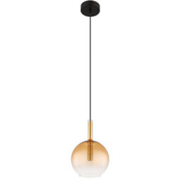 Luminosa Lighting Luminosa Lopusa Globe Slim Pendant Ceiling Light Matt Black Amber Glass Shade 1X G9 - thumbnail 2