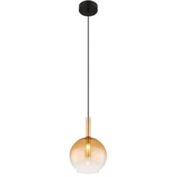 Luminosa Lighting Luminosa Lopusa Globe Slim Pendant Ceiling Light Matt Black Amber Glass Shade 1X G9 - thumbnail 1