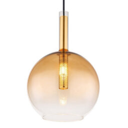 Luminosa Lighting Luminosa Lopusa Globe Slim Pendant Ceiling Light Matt Black Amber Glass Shade 1X G9 - thumbnail 3