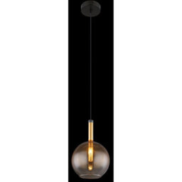 Luminosa Lighting Luminosa Lopusa Globe Slim Pendant Ceiling Light Matt Black Amber Glass Shade 1X G9 - thumbnail 4