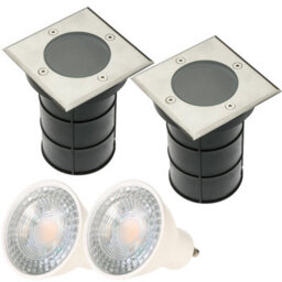 CGC Lighting Bridget - Cgc Two Square Large With Bulbs Stainless Steel Inground Or Decking Lights - thumbnail 1