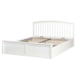 Beliani Ottoman Bed Pine Wood Clarbec 160 X 200 Cm (Eu King Size) White - thumbnail 4