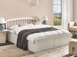 Beliani Ottoman Bed Pine Wood Clarbec 160 X 200 Cm (Eu King Size) White - thumbnail 2