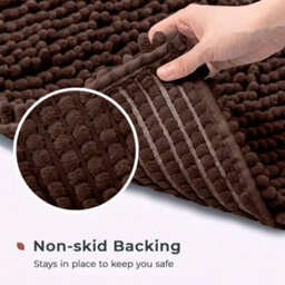 Moonlight Bedding Plush Chenille Bathroom Floor Mat Non-Slip Quick-Dry Absorbent Bathroom & Doorway Shower Rug Brown 60X90 Cm - thumbnail 2