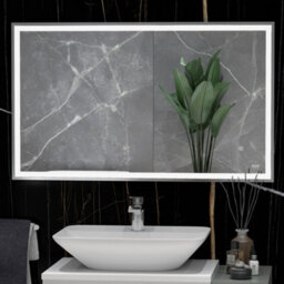 RAK Ceramics Rak Picture Square 600X1200mm Led Illuminated Bathroom Mirror With Touch Sensor & Demister, Chrome Frame, Ip44