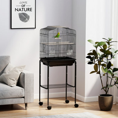 Pawhut Bird Cage For Budgie Finch Canary Parakeet W/ Stand Tray Black - image 1