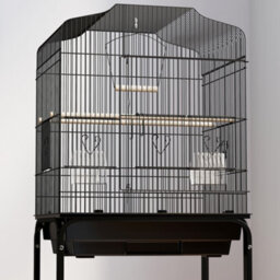Pawhut Bird Cage For Budgie Finch Canary Parakeet W/ Stand Tray Black - thumbnail 8